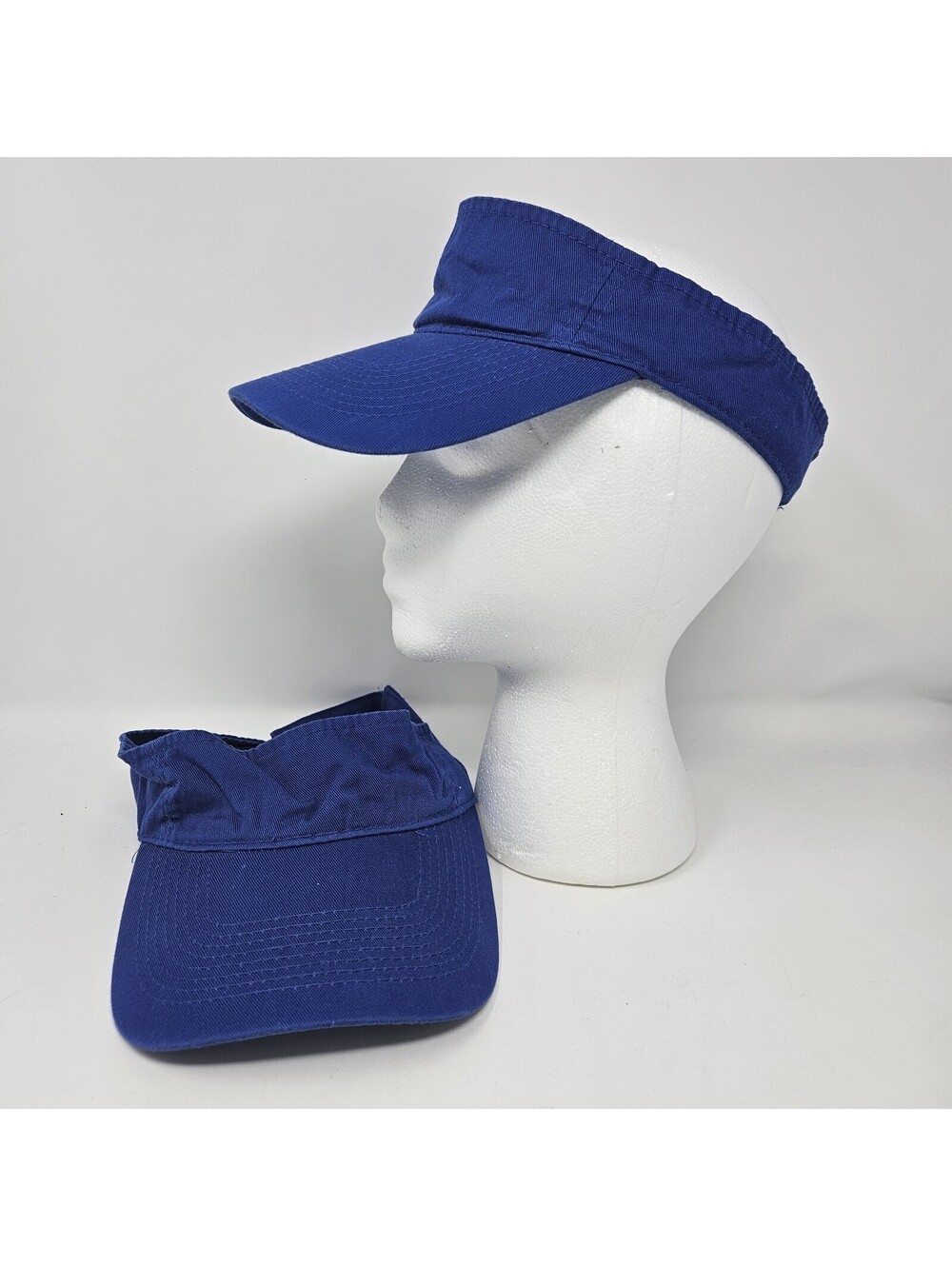 Port & Company Royal Blue Visors Set Of 2 Adjustable Strapback 100% Cotton NWOT